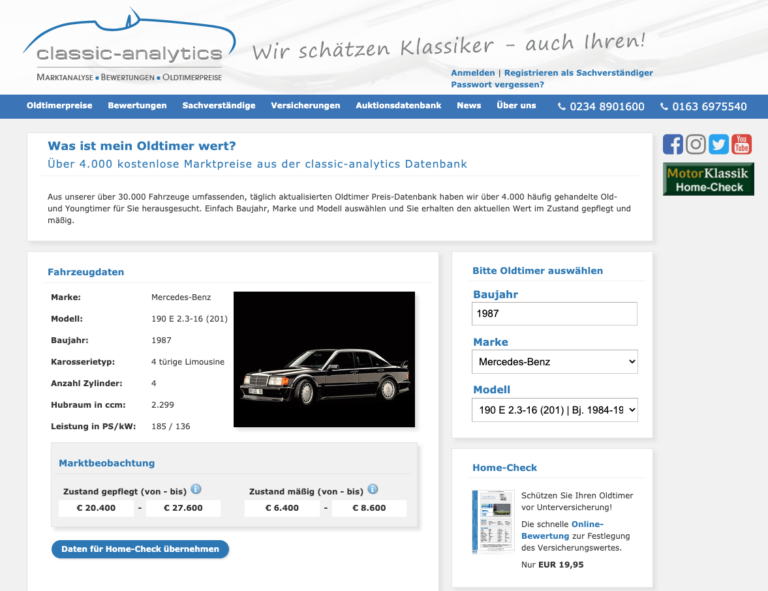 Sådan finder du den aktuelle markedspris på klassiske biler