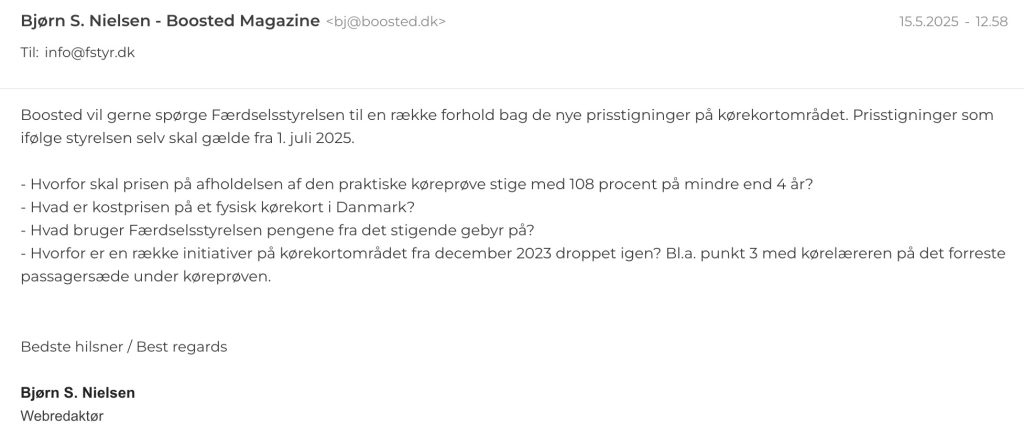 Færdselsstyrelsen hemmeligholder prisen på kørekort Færdselsstyrelsen hemmeligholder prisen på kørekort